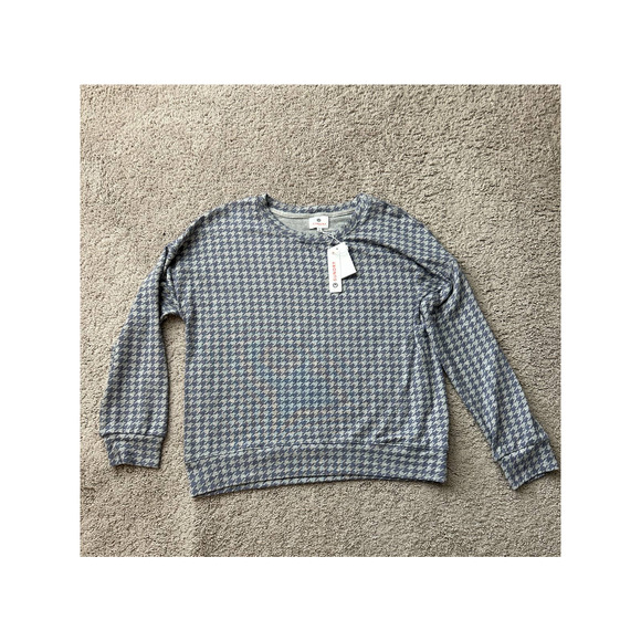SUNDRY Houndstooth Sweatshirt In Sapphire - Picture 8 of 16